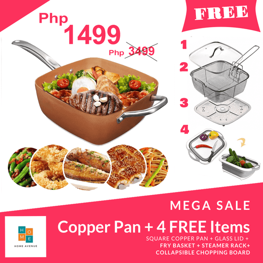 High Quality 5-in-1 Square Copper Pan Cookware Set